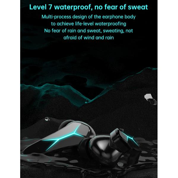 Wireless gaming earphone with mic touch control HiFi Stereo earbuds for iPhone Android