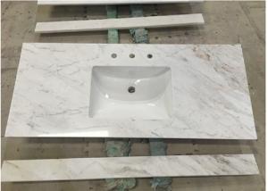 China White Carrara Marble Stone Countertops Polished / Other Finish Surface factory