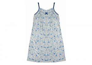 China Ladies Cotton Jersey Floral Printed Strap Nightdress Sleepwear with Coloured Band factory