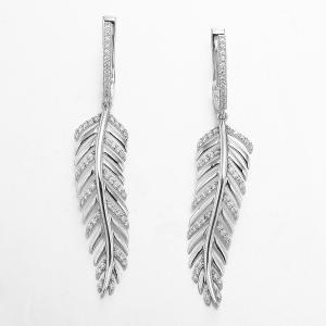 China Leaf Earrings Design 925 Silver CZ Earrings Swaying Free To Fly factory