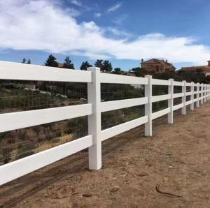 China 3 Rails Heavy Duty Vinyl Fence , Horse Pvc Farm Fence 1.2m Height factory