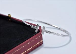 China 18K Gold White Gold Ankle Bracelets / Tiffany T Wire Bracelet With Diamonds on sale