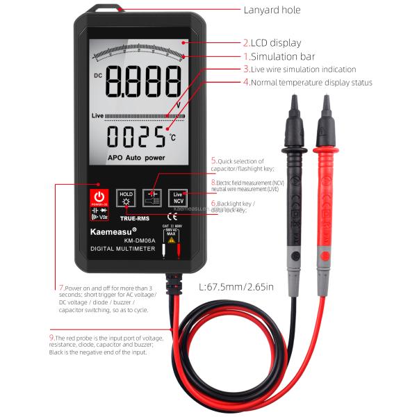 EBTN Display Touch Digital Multimeter 6000 Count Digital Multimetro Ncv Function Neutral Live Wire Test Digital Multimeter