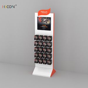 China Floor White Metal Drone Accessories Display Rack with Hooks factory