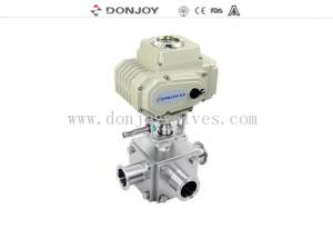 China Electric actuator three-way ball valve with T type and full port factory