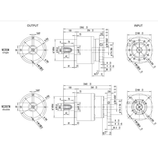 Precision Planetary Hollow Output Shaft Gearbox Power Transmission Shaft Mounted