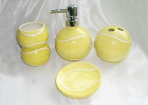 China Stoneware Porcelain Ceramic Bathroom Set Earthenware Hand Painted Tennis Ball Shaped on sale