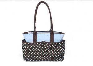 China Fashion designer baby diaper bags Black Yummy Mummy Changing Bags with Dots Printed factory