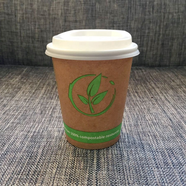 Pla Coffee Biodegradable And Compostable Tableware Paper Cups 16oz Double Wall With Lids