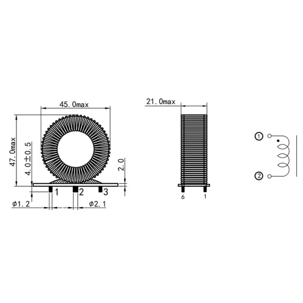 Vertical Toroidal Sendust Core Differential Mode Choke with Litz Wire