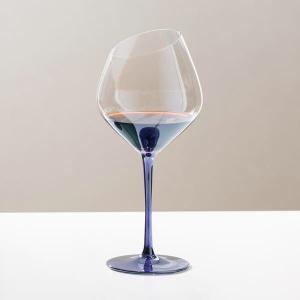 China Lead Free 550ml Glass Drinking Goblets 19 Ounce Angled Iridescent Wine Glasses factory