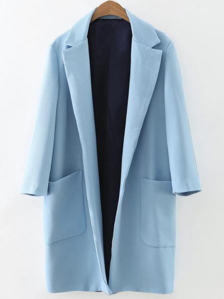 China fashion lapel collar long sleeve cotton+polyester  ladies coat factory
