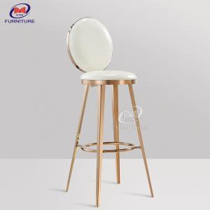China 280kg Stainless Steel PU Leather Counter Stools Chair Round Back For Kitchen on sale