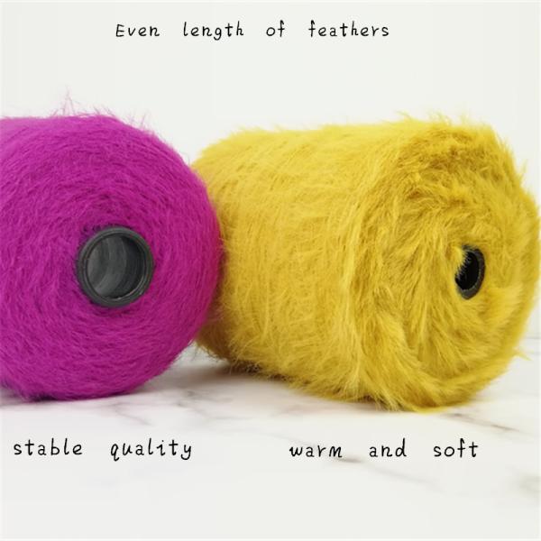 1/7NM 4CM Feather Yarn Long Hairy No Hairy Drop Off 100% Nylon Customized Color Core Yarn