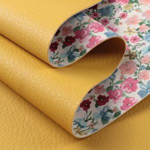 China Flower Printed Handbag PU Leather 1.5mm Thick Double Sided Faux Leather factory