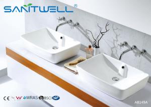 China Rectangle Above Counter Top Wash Basin Ceramic Bathroom Vessel Vanity Sink on sale