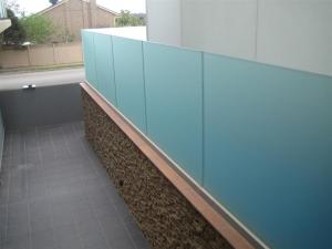 China Acid Etched Tempered Glass Fence , Tempered Glass Railings For Decks factory