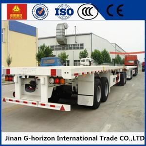 China Double Axles 20ft 40ft Flat Bed Semi Trailer 2 axles container semi truck flatbed factory