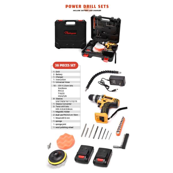 21Volt Cordless Power Tools Combo Kits 41PCS Lithium Ion Battery Operated Drill Machine