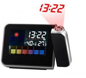 China Digital LCD Clock Snooze Alarm Clock Temperature And Humidity Meter Color Display LED Backlight Desktop Clocks Projector factory