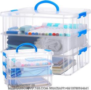 China 3-Tier Plastic Storage Containers With Lids, Handled Art Supply Craft Organizer Storage Box For Organizing Craft factory