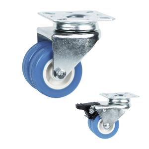 China 2 Twin Wheel PVC Blue Color Light Duty Swivel Casters For Home Appliances factory
