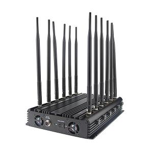 China Portable UHF VHF Communication Jammer Signal Blocker 12 Bands With AC Adapter factory