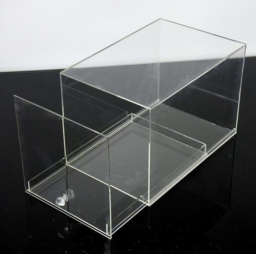 Fashion Plexiglass Display Shoe Drawer Case / Plastic Acrylic Shoe Box Storage Organizer
