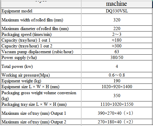 Fully Automatic Vacuum Skin MAP Packaging Sealing Machine DQ330VSL with Food Grade 304 Stainless Steel