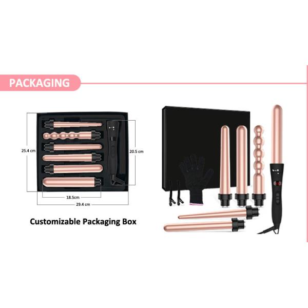 PTC Heater Titanium Interchangeable Curling Iron Set Adjustable Temperature