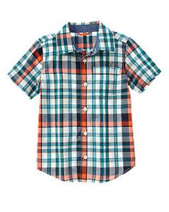 China boy woven short sleeve shirt, boy shirt, 100% cotton poplin ,4-10T factory