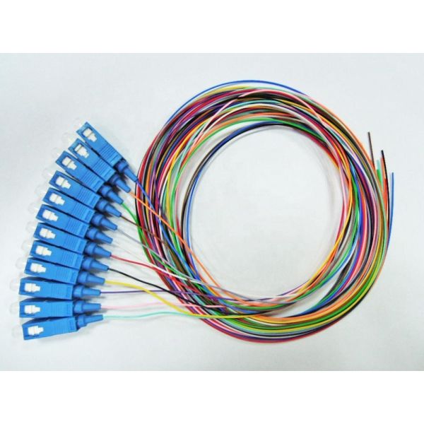 0.9mm Tight Buffer Fiber Optical Pigtail SC UPC Connector 12 Colors Single Model Pigtail