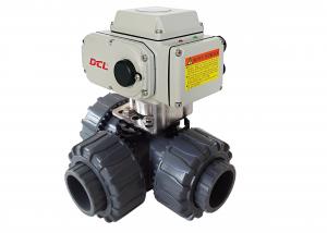 China Compact 3 Way Electric Actuated ISO5211 PVC Ball Valve factory