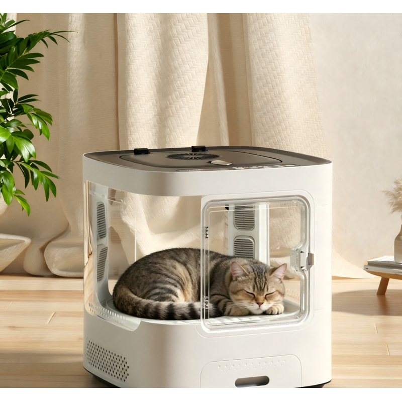 Automatic Quiet Pet Drying Box with Temperature Control Transparent Door Ventilated Design Plastic Material