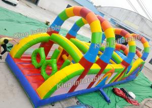 China 12 m Colorful Rainbow Printed Inflatable Obstacle Games Passing Courses PVC on sale