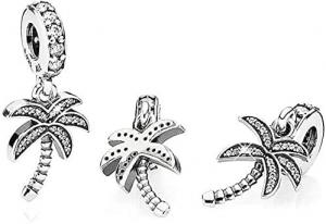 China EZ Tuxedo Palm Tree Dangle Charms 925 Sterling Silver Tree Pendant with Cubic Zirconia for Pendant on sale