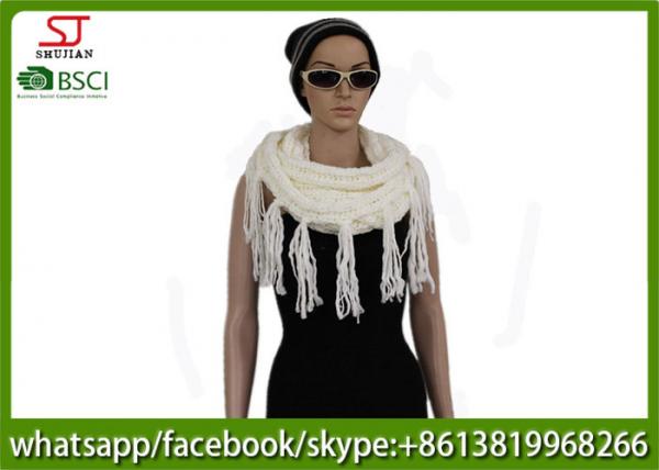 China 320g 80*25cm 100%Acrylic Knitting white snood scarf Hot sale  factory  keep warm fashion match clothes factory
