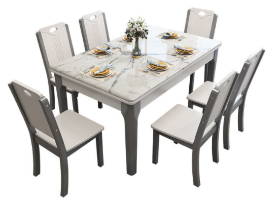 Solid Wood Rectangular Marble Dining Table Modern And Simple