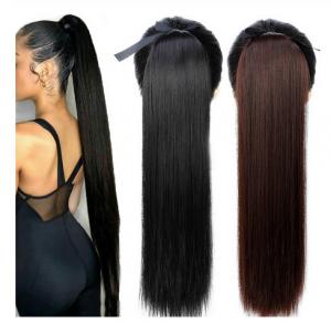 China Long Straight Ponytails Hair Extensions / 100 Human Peruvian Hair No Tangle factory
