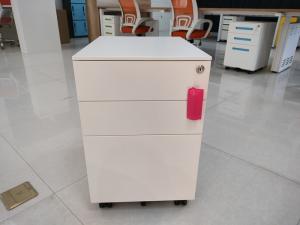 China Two Drawers One Box Mobile Pedestal Cabinet With Brake Wheel White Color factory