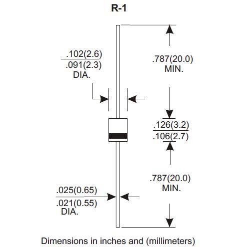 R-1 Package 1A1 Thru 1A7 Fast Recovery Rectifier Diode Electronic Components 1A7