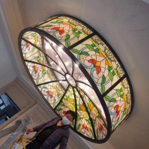 China Church Architectural Tempered Art Glass Window Panels Decorative Colored Dome Stained Glass on sale