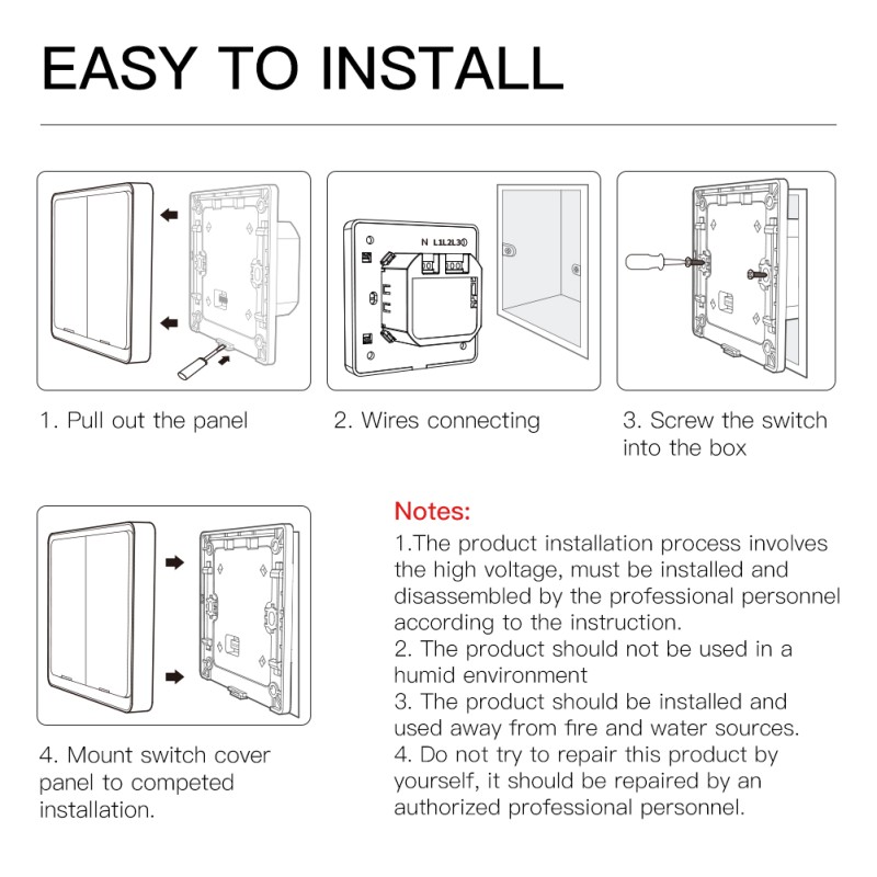 No Internet Required Wireless Remote Control Switches LED Light Push Button Wall Switches Tuya Smartlife APP Alexa Googl