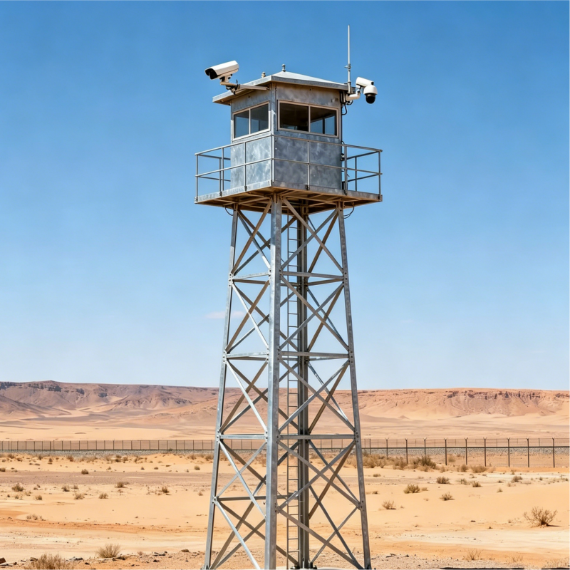 Custom height Steel Structure Guard House Platform Observation Tower Angle Lattice Steel Watchtower