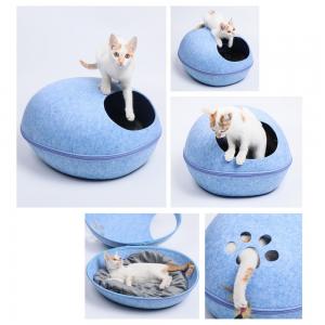 China Natural Felt Cat Bed , Dog Cave Beds Funny Egg Type PET House With Cushion Mat factory