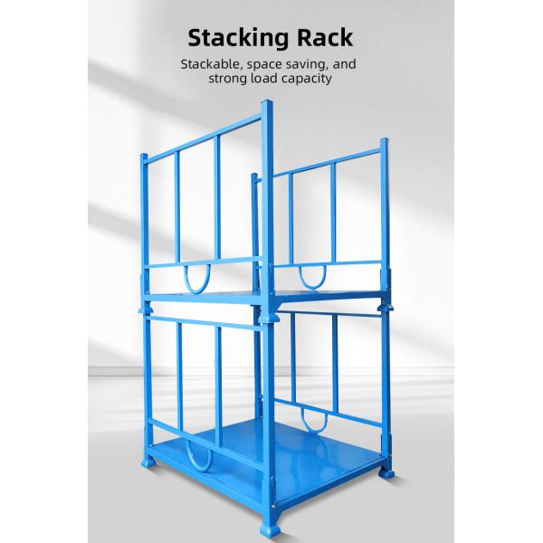 Supermarket Galvanized Stackable Metal Racks Foldable Cargo Storage Roll Container