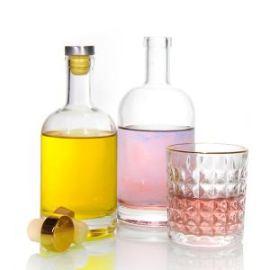 China 375ml Custom Glass Liquor Bottles Flask Clear For Alcoholic Spirits factory