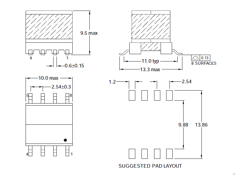 High Voltage Small Flyback Transformer Current Conversion EP-524SG EP7/EP10/EP13 For POE