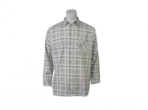 China 180G 100% Cotton Flannel Checked Shirt Off White & Gray Color factory