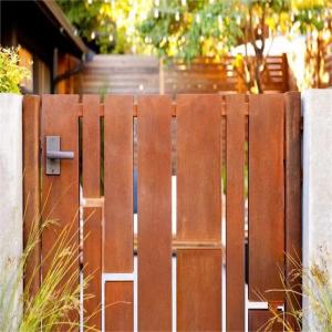 China Villa Garden Laser Cut Corten Steel Gate Single Door With Handle And Lock on sale